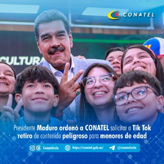 Presidente Maduro ordenó a CONATEL solicitar a Tik Tok