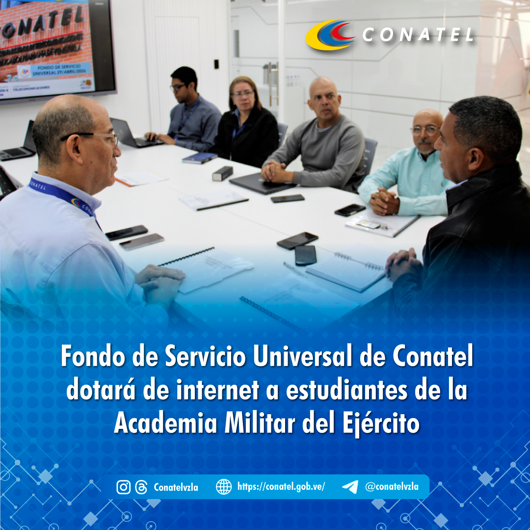 Fondo de Servicio Universal de Conatel dotará de internet a estudiantes de la Academia Militar del Ejército
